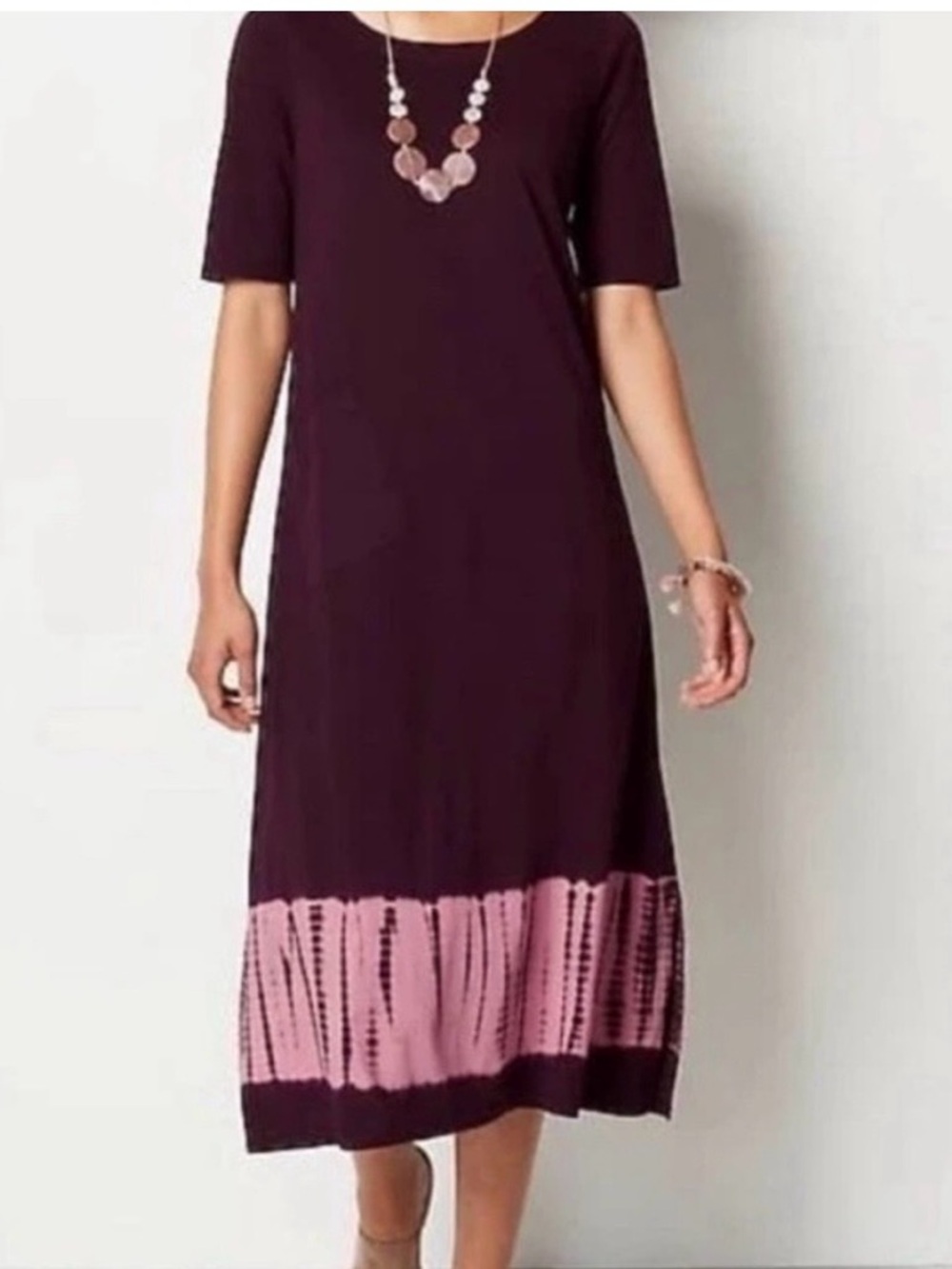 J.Jill PureJill TIE-DYED-BORDER MIDI DRESS Med.